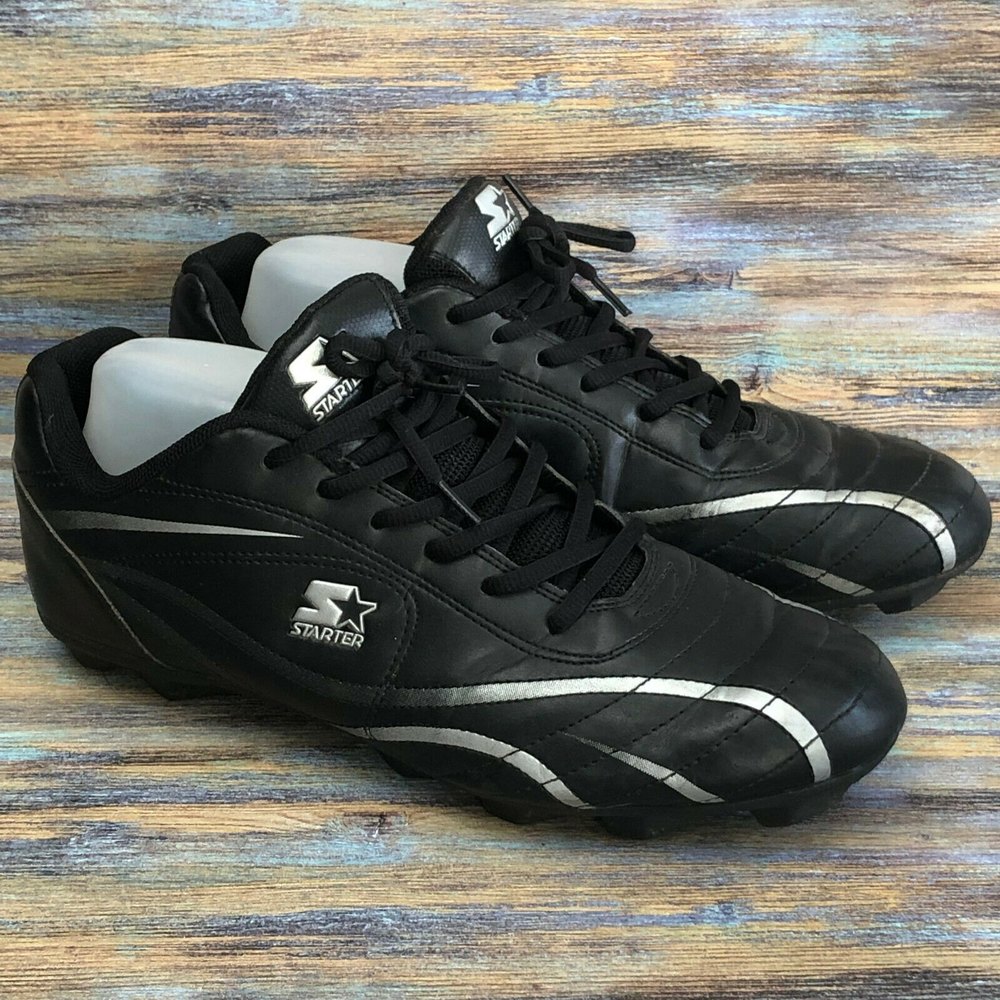 Starter Baseball Cleats Lase Up Black Silver Men's Size 11